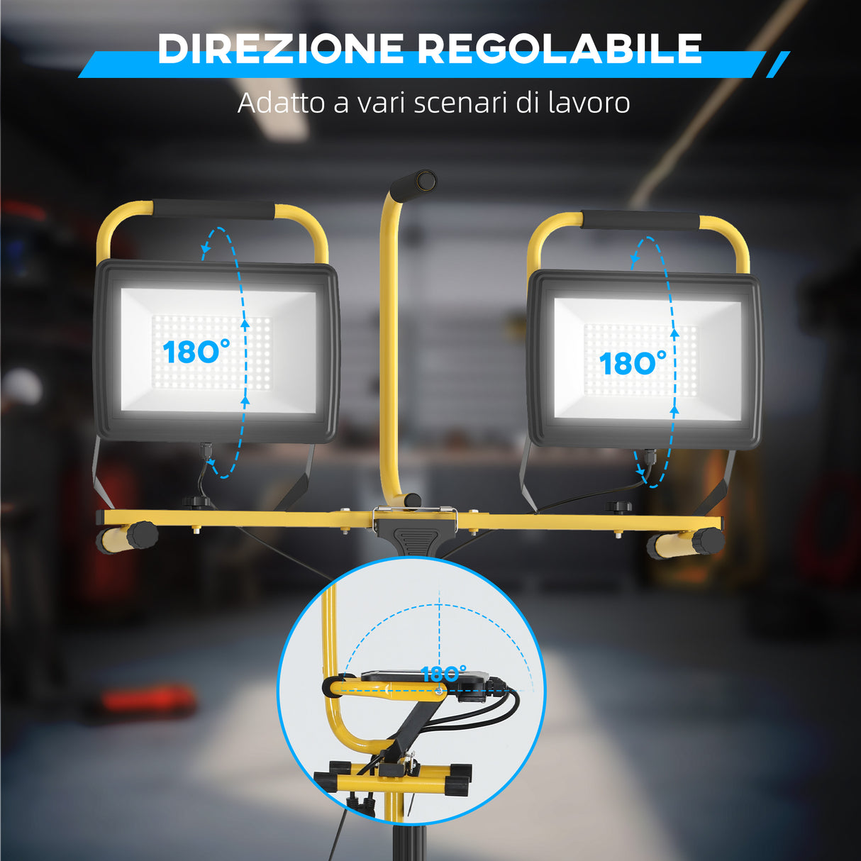 easycomfort easycomfort faretti led da lavoro da 6500k con treppiede staccabile in alluminio e metallo 75x62x170 cm giallo e nero