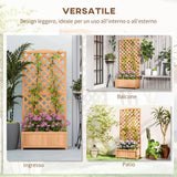easycomfort easycomfort fioriera con traliccio per rampicanti e fondo ampio in legno di abete 76x36x170 cm marrone