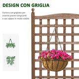 easycomfort easycomfort fioriera da esterno in legno con grigliato per piante rampicanti 64x28x120cm marrone
