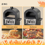 easycomfort easycomfort forno per pizza e barbecue a carbone portatile in acciaio con camino e ruote 63x54x161 cm nero