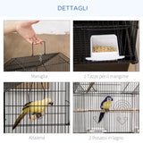 easycomfort easycomfort gabbia per uccelli con maniglia di trasporto e vassoio estraibile in metallo e plastica 50 5x41x63 cm nero
