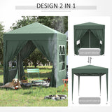 easycomfort easycomfort gazebo 2x2 m pieghevole con 4 pareti rimovibili e borsa da trasporto in metallo e poliestere verde