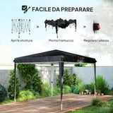 easycomfort easycomfort gazebo 3x3 m per 6 9 persone ad altezza regolabile con fori di drenaggio in metallo e tessuto oxford nero