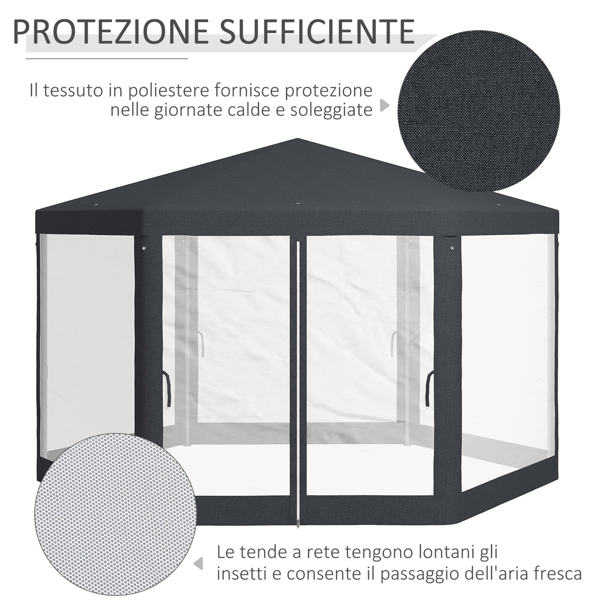 easycomfort easycomfort gazebo da giardino esagonale con doppio ingresso in metallo e poliestere 3 94x3 94x2 5 m grigio
