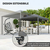 easycomfort easycomfort gazebo da giardino estensibile con ruote e copertura in poliestere upf30 3x3 m3x5 6 m grigio