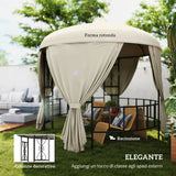 easycomfort easycomfort gazebo da giardino rotondo 3m con tende e prese daria in metallo e poliestere beige