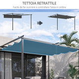easycomfort easycomfort gazebo pergola 4x3m in acciaio e poliestere con tettuccio scorrevole grigio