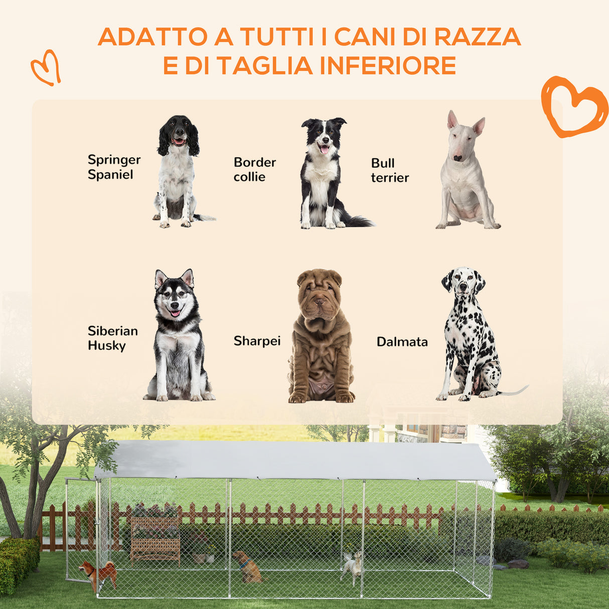 easycomfort easycomfort kennel per cani da esterno con tetto impermeabile in tessuto oxford e acciaio 6x2 3x2 3m argento