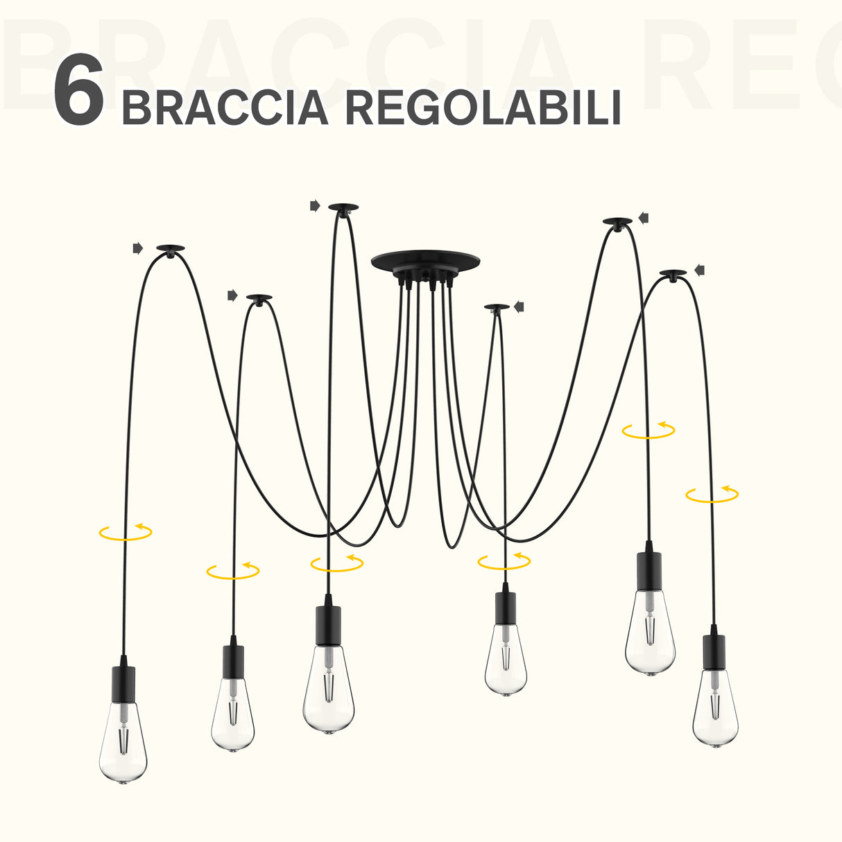 immagine-4-easycomfort-easycomfort-lampadario-moderno-a-sospensione-forma-di-ragno-6-luci-e-braccia-regolabili-in-altezza-per-casa-e-ufficio-nero-ean-8054111841559