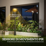 easycomfort easycomfort lampione da giardino a energia solare con sensore pir in alluminio e vetro 26x24x220 cm nero