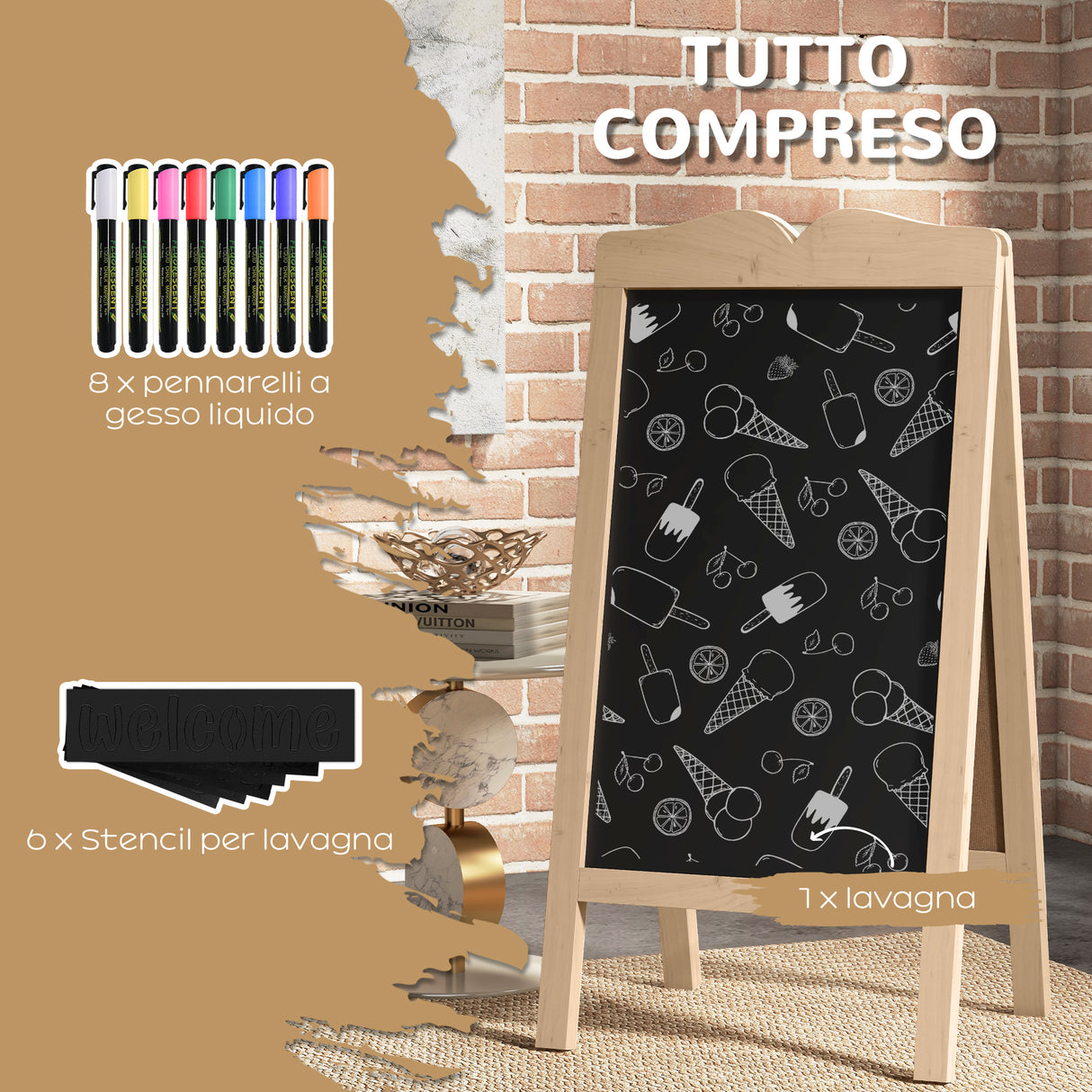 immagine-4-easycomfort-easycomfort-lavagna-magnetica-ad-a-in-legno-di-abete-e-mdf-con-6-stampini-e-8-pennarelli-a-gesso-51x42x101-cm