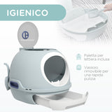 easycomfort easycomfort lettiera per gatti chiusa con vassoio estraibile 2 ingressi e paletta 47x55x44 cm azzurro