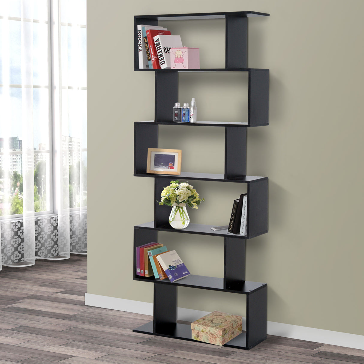 immagine-4-easycomfort-easycomfort-libreria-legno-design-moderno-con-6-ripiani-80-23-192cm-nero-ean-8054111849937