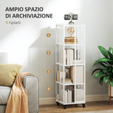 easycomfort easycomfort libreria moderna a 4 ripiani in metallo a rete con ruote 35x35x129 cm bianco