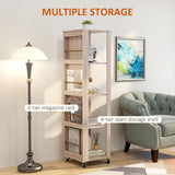 immagine-4-easycomfort-easycomfort-libreria-portariviste-moderna-a-4-ripiani-in-legno-con-rotelle-40x40x150cm-quercia