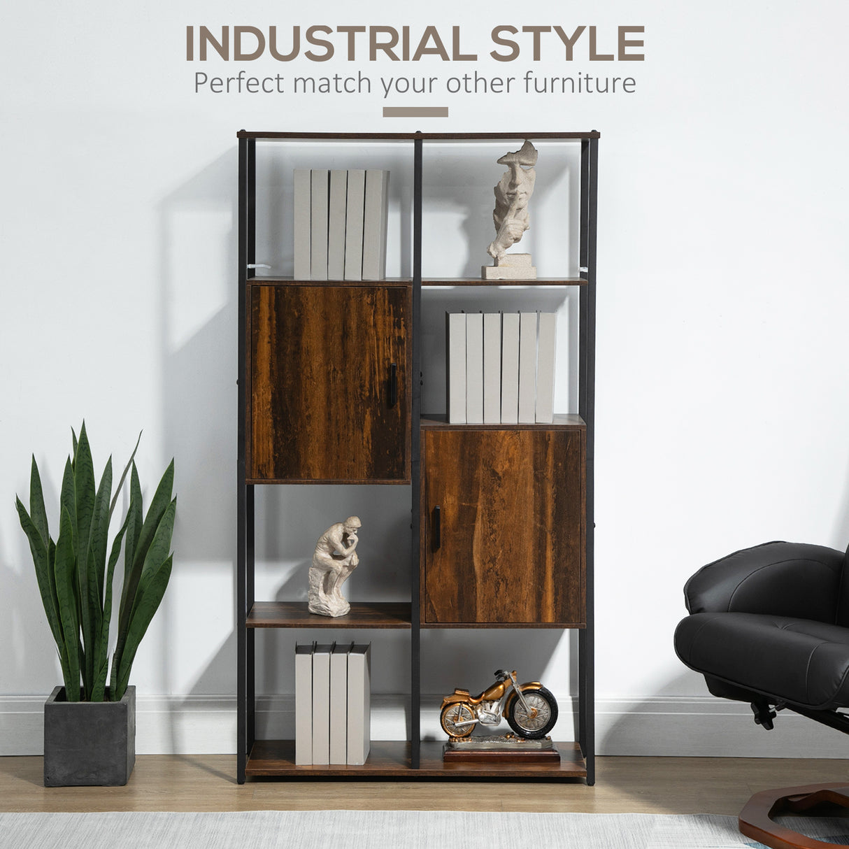 immagine-4-easycomfort-easycomfort-libreria-stile-industriale-con-4-ripiani-e-2-armadietti-90x30x159-5cm-nero-e-marrone