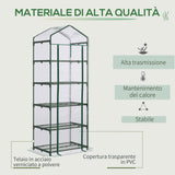 easycomfort easycomfort mini serra da giardino e terrazza per piante a 5 ripiani in acciaio con copertura in pvc 69x49x193 cm verde