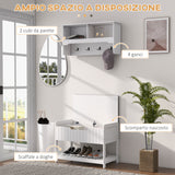easycomfort easycomfort mobile appendiabiti a muro con panca scarpiera per ingresso e corridoio 80x20x40 cm bianco