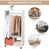 easycomfort easycomfort mobile appendiabiti con barra in alluminio e 2 ripiani aperti in truciolato 60x40x128 cm bianco