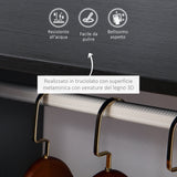 easycomfort easycomfort mobile appendiabiti con barra in alluminio e 2 ripiani aperti in truciolato 60x40x128 cm nero