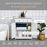 easycomfort easycomfort mobile bagno a 2 ante con ripiano regolabile e 2 cassetti in legno 60x30x75 cm bianco