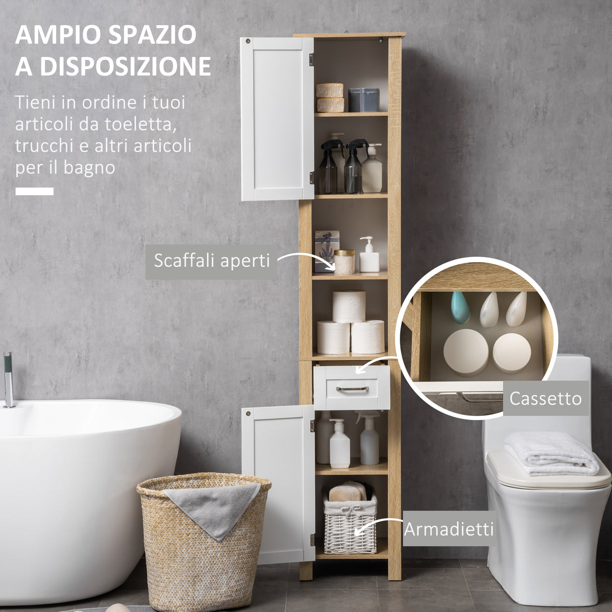 immagine-4-easycomfort-easycomfort-mobile-bagno-alto-in-truciolato-con-un-cassetto-2-armadietti-e-2-ripiani-aperti-regolabili-37x30x184-cm