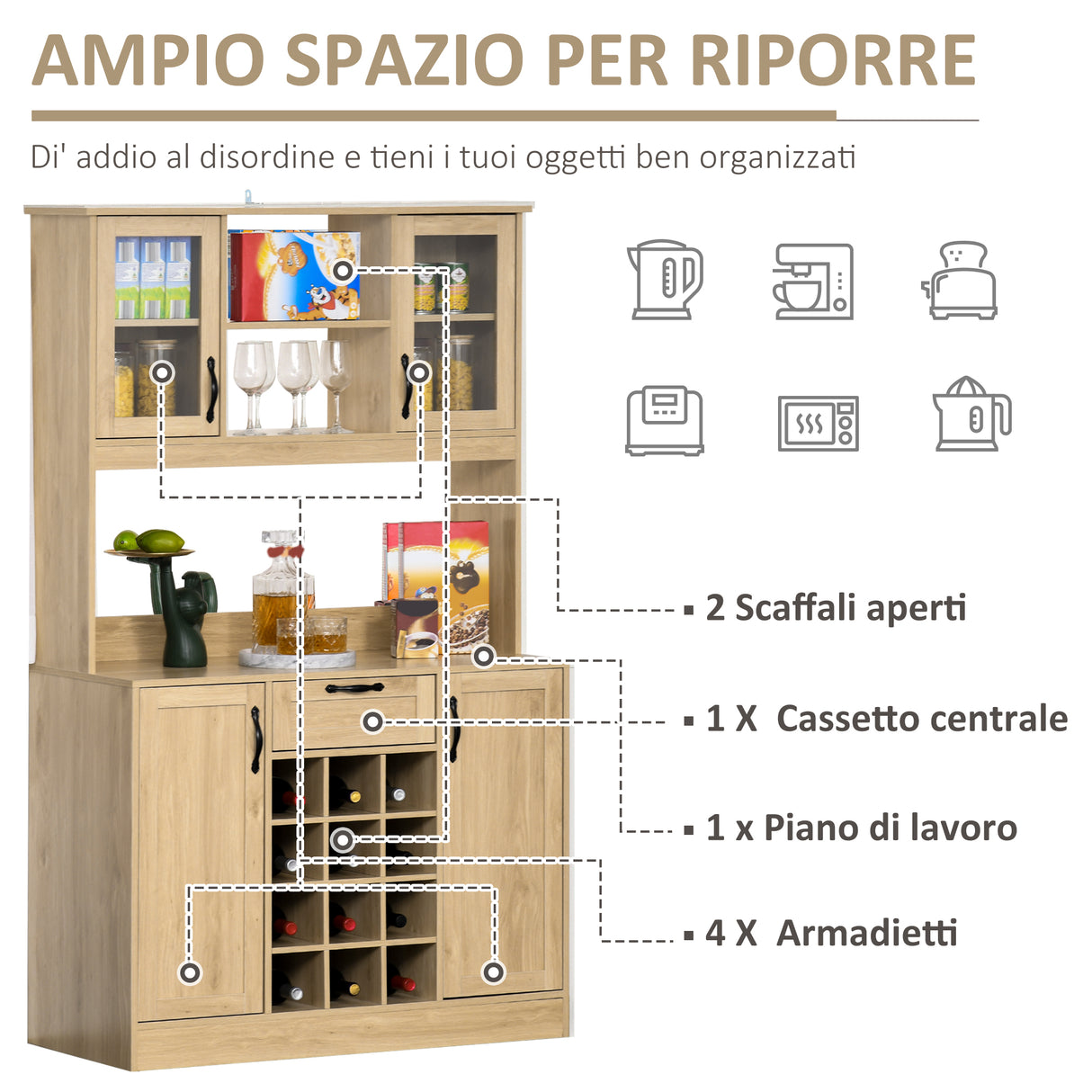 immagine-4-easycomfort-easycomfort-mobile-credenza-alta-da-cucina-con-cassetto-4-armadietti-mensole-e-portabottiglie-in-legno-rovere