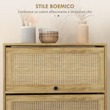 easycomfort easycomfort mobile cucina in stile boho con 4 ante a ribalta in truciolato e rattan 70x32x132 8 cm