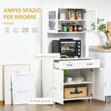 easycomfort easycomfort mobile cucina moderno con 2 armadietti ante in vetro e mensole regolabili 80x48x170 cm bianco