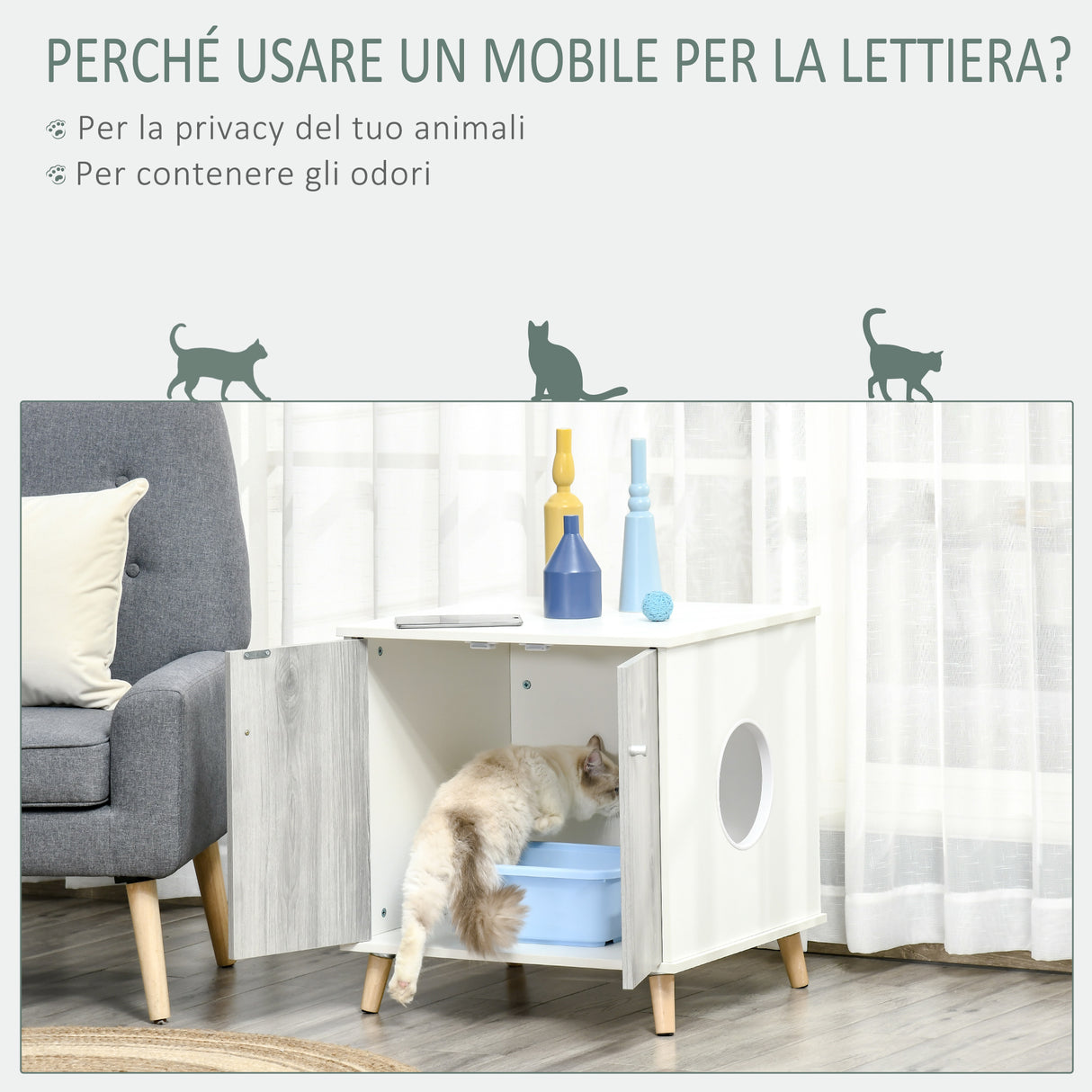 immagine-4-easycomfort-easycomfort-mobile-lettiera-per-gatti-fino-5-5kg-con-foro-dingresso-laterale-60x55x62-5cm-bianco-e-grigio