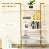 easycomfort easycomfort mobile libreria a 4 livelli rialzato e multiuso in mdf e acciaio 92x35x152cm