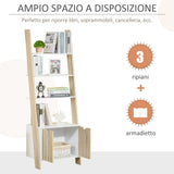 immagine-4-easycomfort-easycomfort-mobile-libreria-a-scala-con-3-mensole-e-armadietto-scaffale-moderno-stile-nordico-in-legno-60x40x171cm-rovere-e-bianco