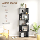 easycomfort easycomfort mobile libreria in legno a 5 ripiani design moderno in legno 60x24x184 5 cm nero
