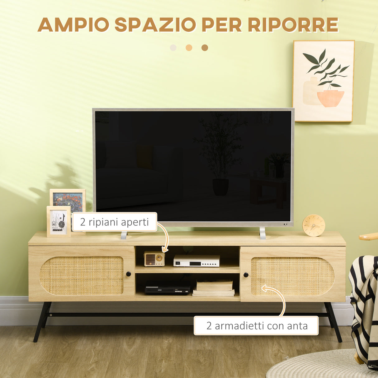 immagine-4-easycomfort-easycomfort-mobile-porta-tv-fino-60-in-legno-e-rattan-stile-boho-con-2-armadietti-50x39x48-3cm-naturale