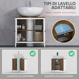 easycomfort easycomfort mobile sotto lavabo bagno in legno con ripiano interno regolabile 60x30x60 cm bianco e color noce