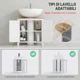 easycomfort easycomfort mobile sottolavabo bagno a u con ripiano regolabile interno in mdf 60x30x60 cm bianco e color legno