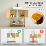 easycomfort easycomfort mobile sottolavabo bagno con 2 ante e ripiano aperto intaglio a u per tubi 70x33x79 5cm colore legno