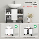 easycomfort easycomfort mobile sottolavabo bagno con armadietto 2 ante e ripiano regolabile 80x34x60 cm bianco lucido