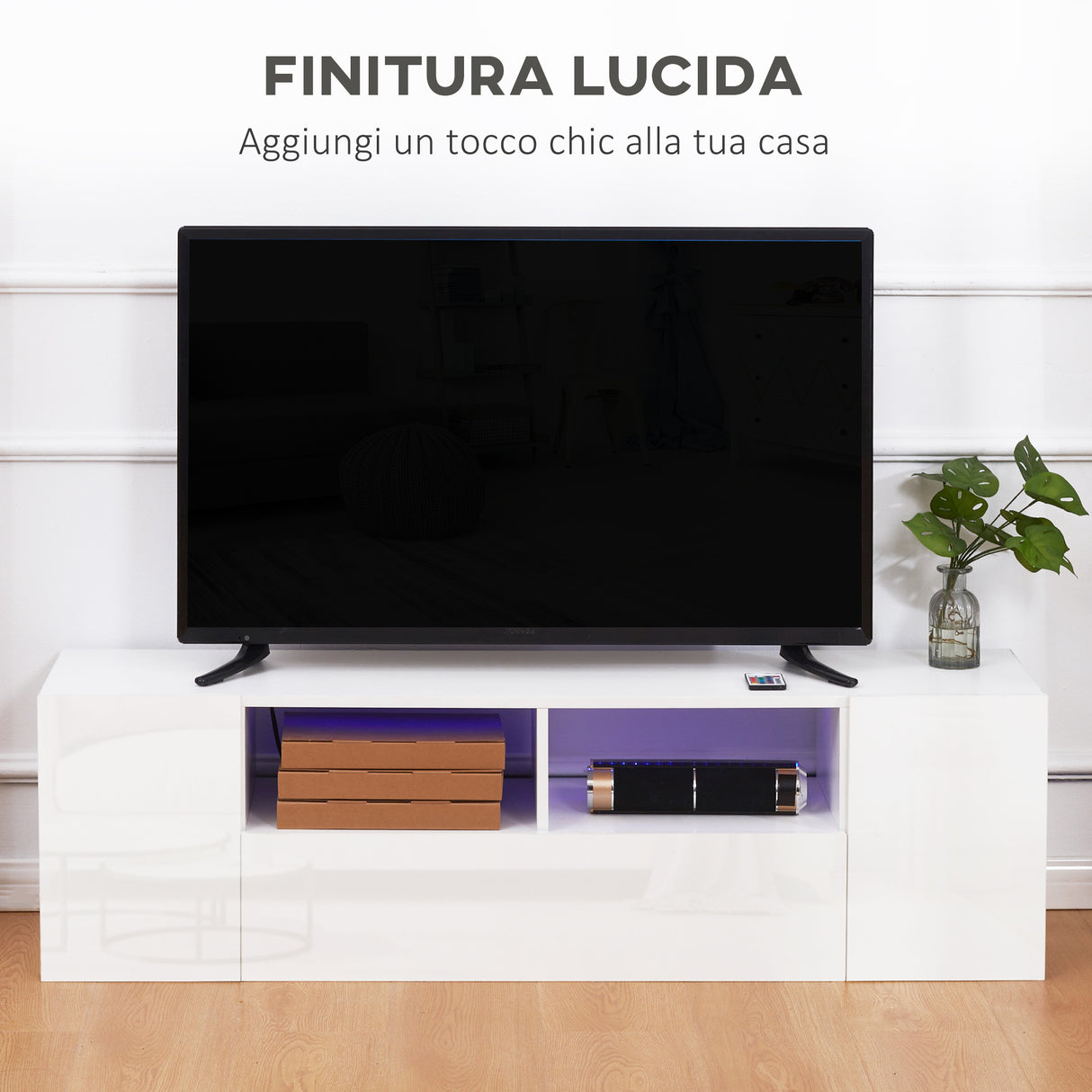 immagine-4-easycomfort-easycomfort-mobile-tv-60-max-in-truciolato-con-3-ripiani-2-armadietti-e-luci-led-137x35x42-cm-bianco-lucido