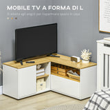 easycomfort easycomfort mobile tv a l per tv da 40 con 3 ripiani aperti e 2 armadietti in truciolato 90x90x45 cm