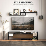easycomfort easycomfort mobile tv con mensola a muro ripiani aperti e armadietto in legno nero e marrone