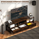 easycomfort easycomfort mobile tv industriale con 3 cassetti e 3 ripiani aperti in legno e acciaio 147x40x50 cm nero e marrone