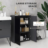 easycomfort easycomfort mobiletto bagno 2 ante in legno con 3 ripiani e chiusura ammortizzata 60x30x82cm nero