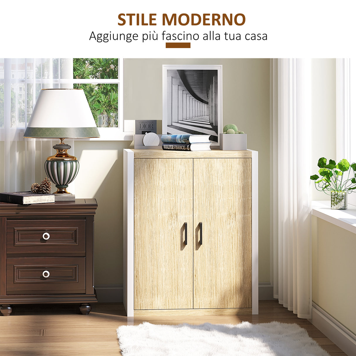 immagine-4-easycomfort-easycomfort-mobiletto-multiuso-2-ante-con-mensola-regolabile-in-mdf-62x40x77cm-bianco-e-legno