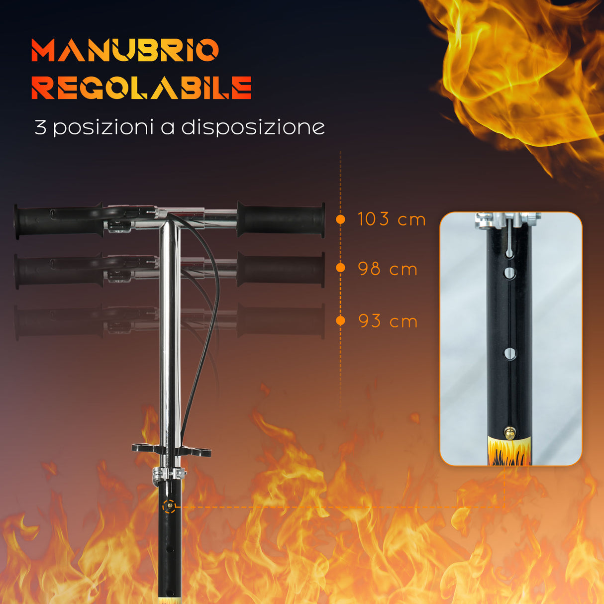 easycomfort easycomfort monopattino per bambini 7 14 anni con manubrio regolabile su 3 altezze 86x35x9398103 cm nero