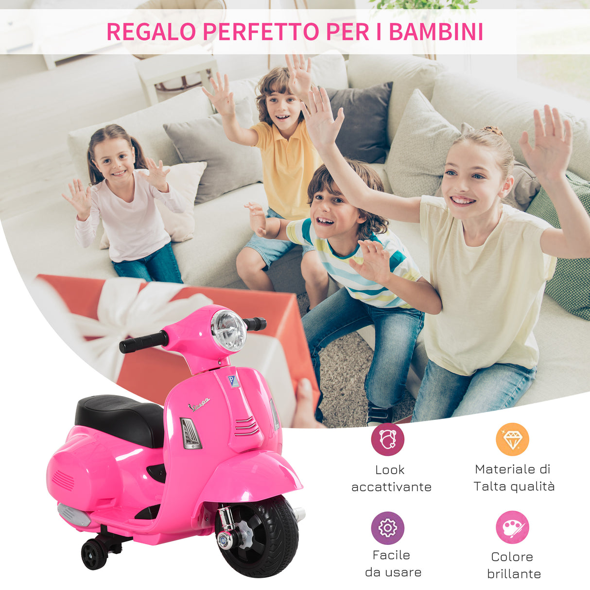 immagine-4-easycomfort-easycomfort-moto-elettrica-per-bambini-con-licenza-ufficiale-vespa-batteria-6v-fari-e-clacson-per-bimbi-da-18-36-mesi-rosa-66-5x38x52cm