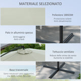 easycomfort easycomfort ombrellone a braccio a 8 stecche con base a croce in alluminio metallo e poliestere 3x2 6 m crema