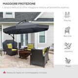 easycomfort easycomfort ombrellone da giardino 3x3 m con zanzariera apertura a manovella e base a croce grigio scuro