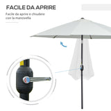 easycomfort easycomfort ombrellone da giardino rotondo con manovella e inclinabile a 3 livelli 265x240 cm crema