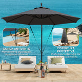 easycomfort easycomfort ombrellone da giardino rotondo inclinabile e girevole manovella e protezione upf 50 3 m grigio scuro